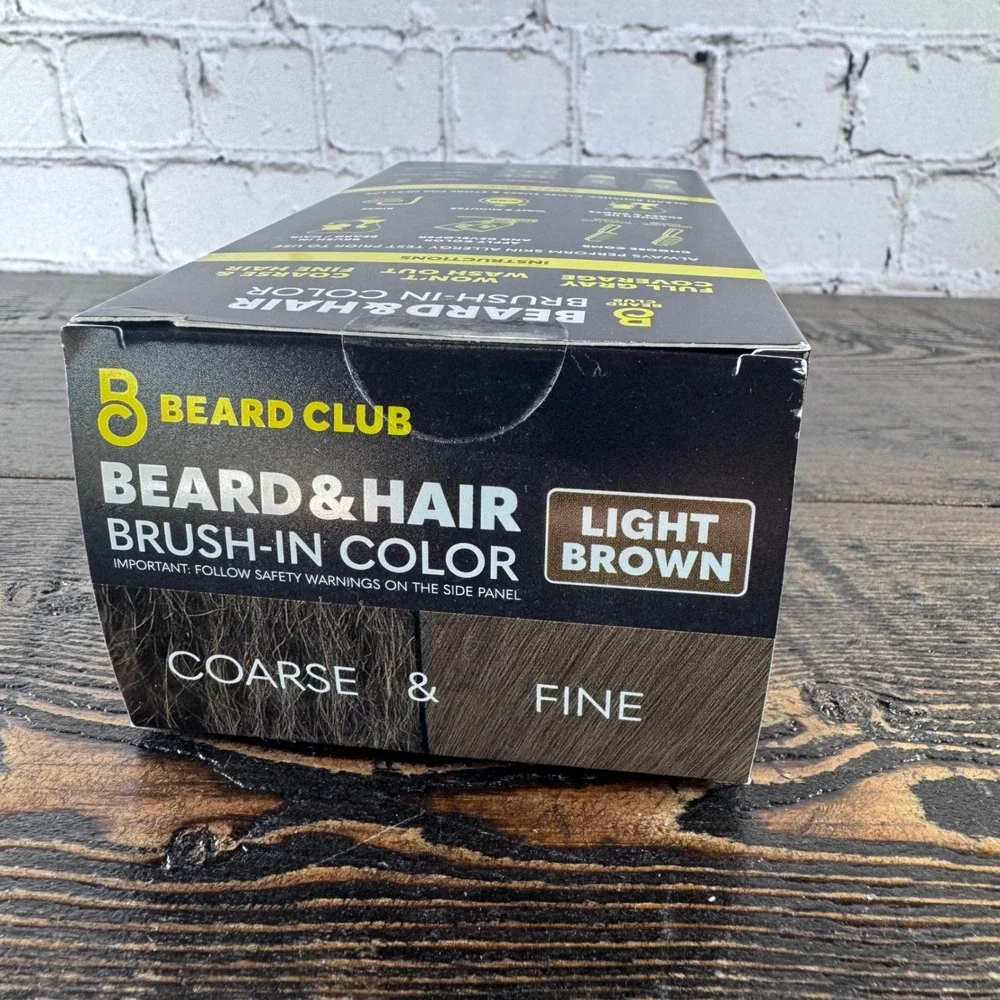 Beard Club Brush-In Color Men 5oz Light Brown New Hair Beard Dye Kit Coverage